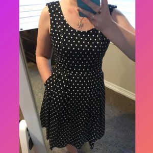 WHBM Polka-Dot Fit & Flare Dress w/Pockets